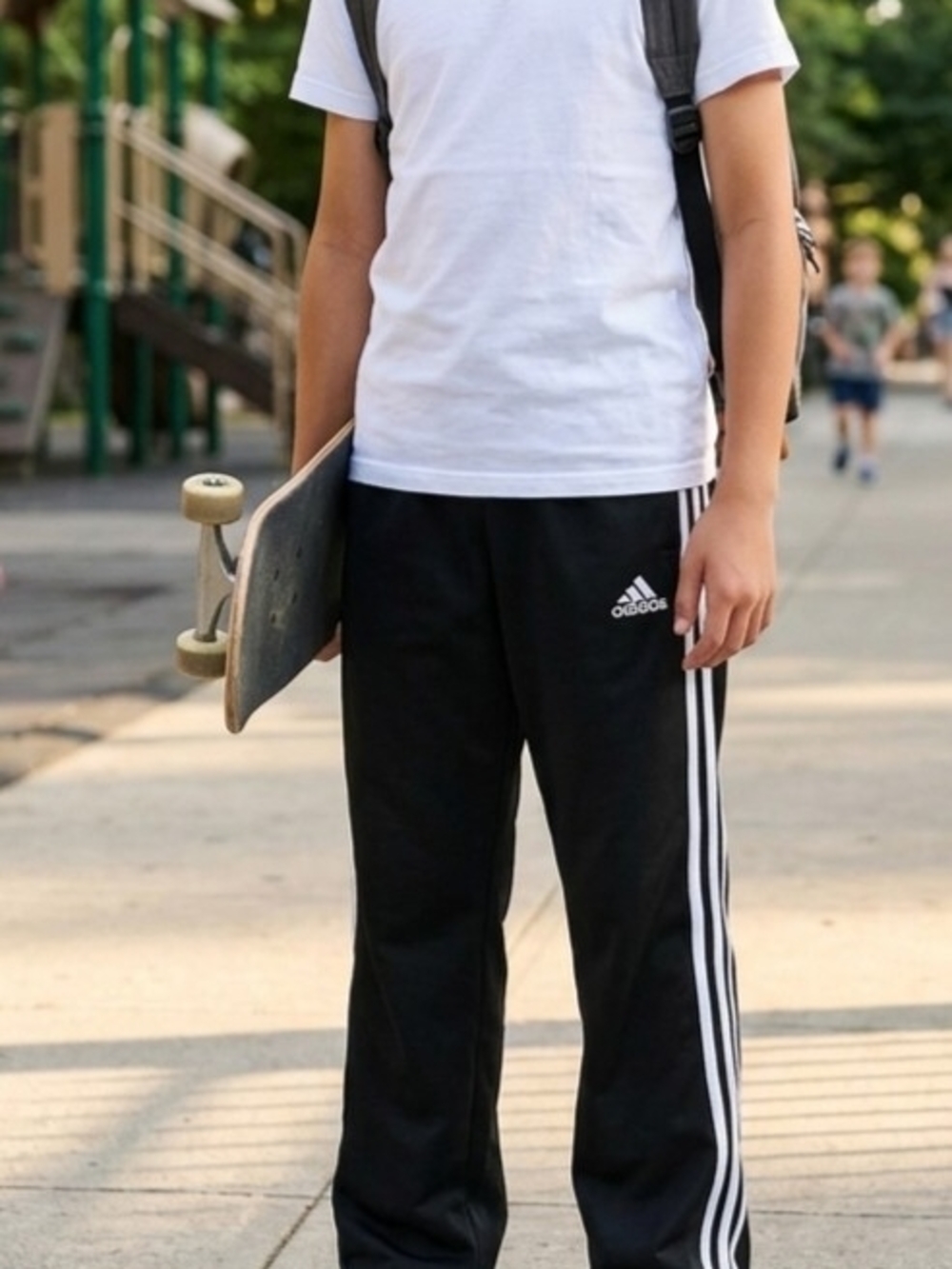 adidas Boys BlackWhite Striped Track Pants M 10/12 Elastic Waist Drawstring NWT